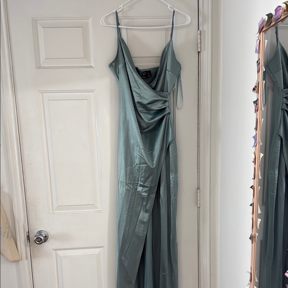 Elegant Blue Draped Women's Dress